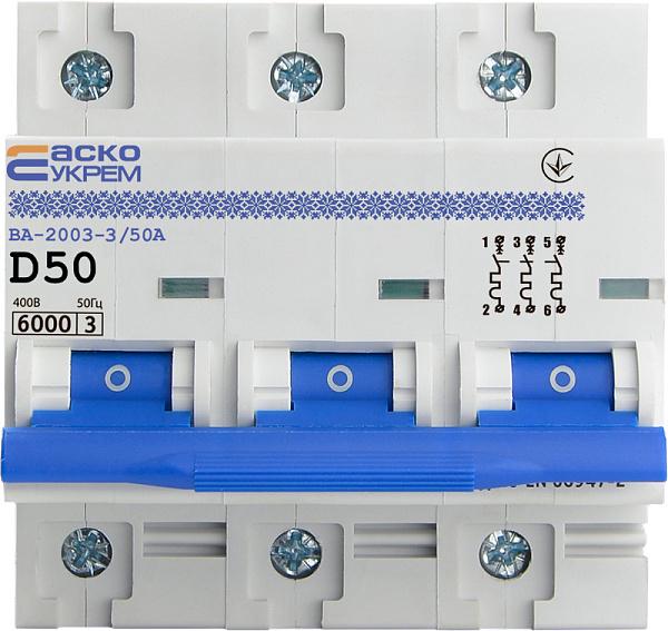 Автоматический выключатель АСКО УКРЕМ ВА-2003 3р 50А