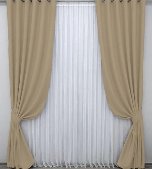 Комплект штор в гостиную/спальню Midnight блекаут 1,5х2,9 м 2 шт. Бежевый (1232ш) - фото 1 Комплект штор в гостиную/спальню Midnight блекаут 1,5х2,9 м 2 шт. Бежевый (1232ш) - фото 1