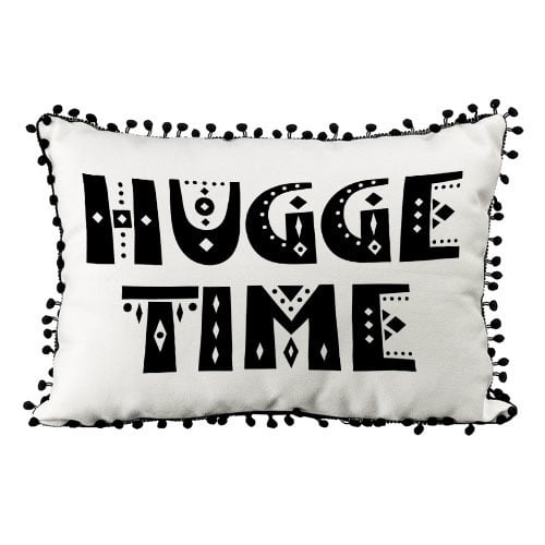 Подушка из мешковины с помпонами Hugge time 45х32 см (43PHBP_19NG001)