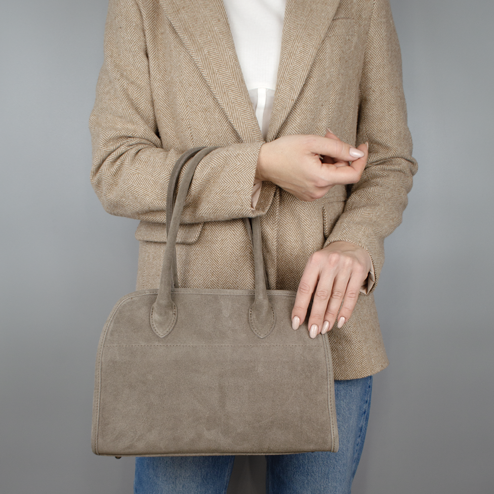 Сумка женская Virginia Conti 03802 замшевая с 2 ручками Темный тауп (2403379785) - фото 2 Сумка женская Virginia Conti 03802 замшевая с 2 ручками Темный тауп (2403379785) - фото 2