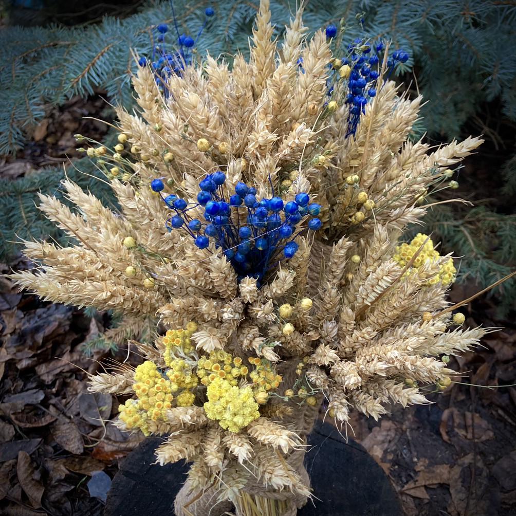 Рождественский дидух из пшеничных колосьев и льна 45 см (1734445185) - фото 3 Рождественский дидух из пшеничных колосьев и льна 45 см (1734445185) - фото 3