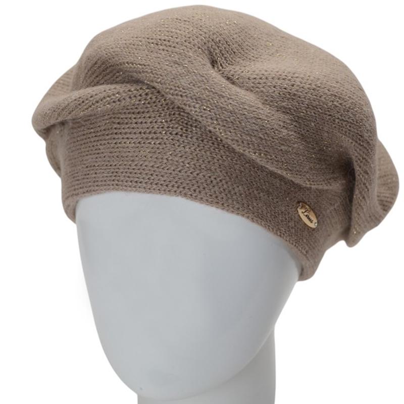 Берет женский двойной Lirus МЛАДА с люрексовой нитью универсальный Бежевый (286917)