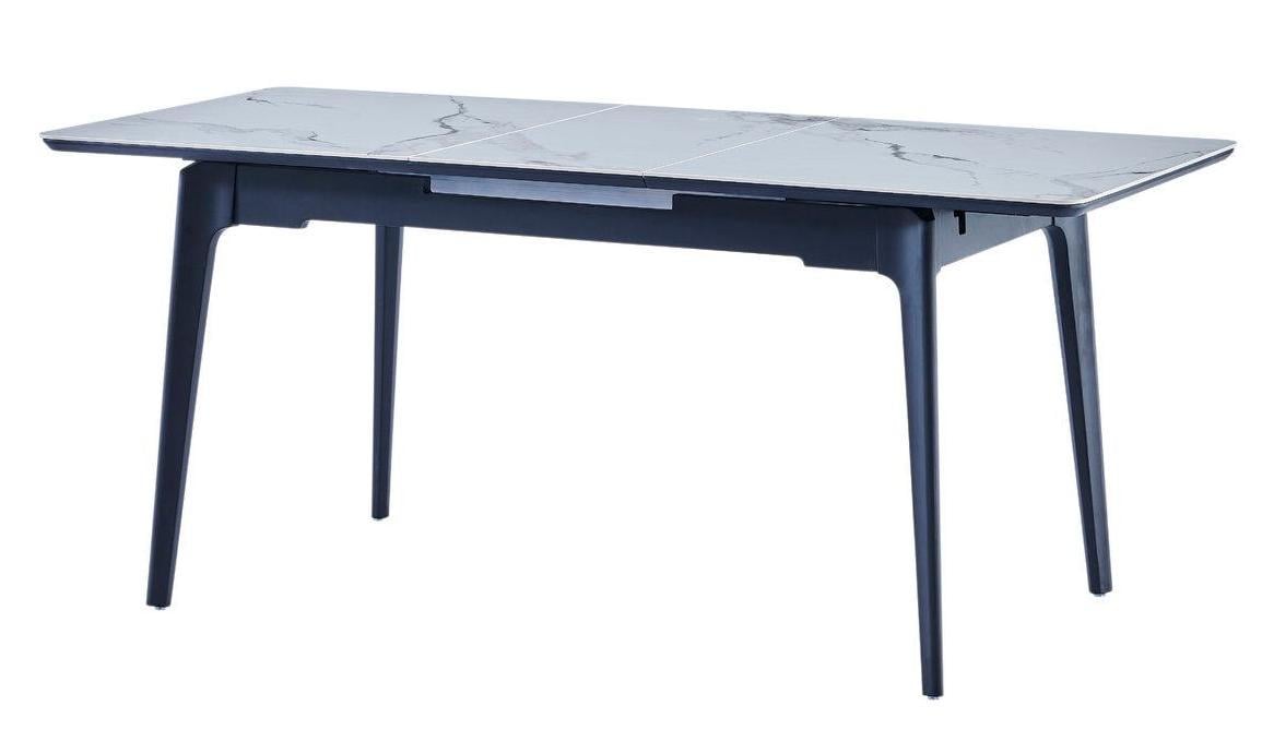 Обідній стіл BERLIN CERAMIC 140-180х80 см Білий глянець/Чорний (BERLINCER140) Обідній стіл BERLIN CERAMIC 140-180х80 см Білий глянець/Чорний (BERLINCER140)