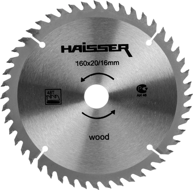 Диск пиляльний Haisser 160х16/20 48 зуб по дереву (4311622)