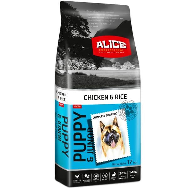 Корм для цуценят ALICE Professional Puppy & Junior Chicken and Vegetables курка та рис преміальний 17 кг (000019795) - фото 1