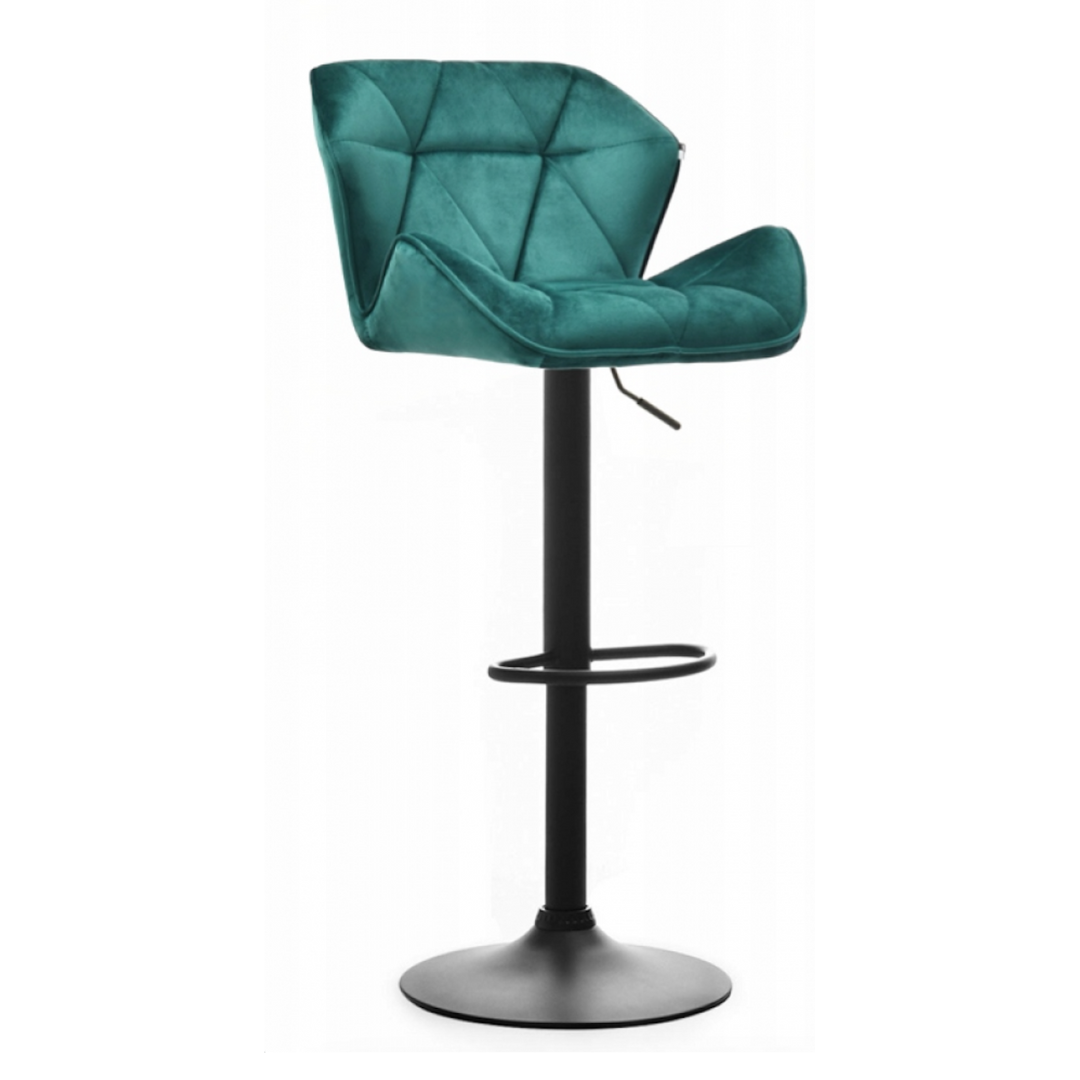 Барный стул со спинкой Bonro B-087 велюр/мягкий/поворотный Зеленый