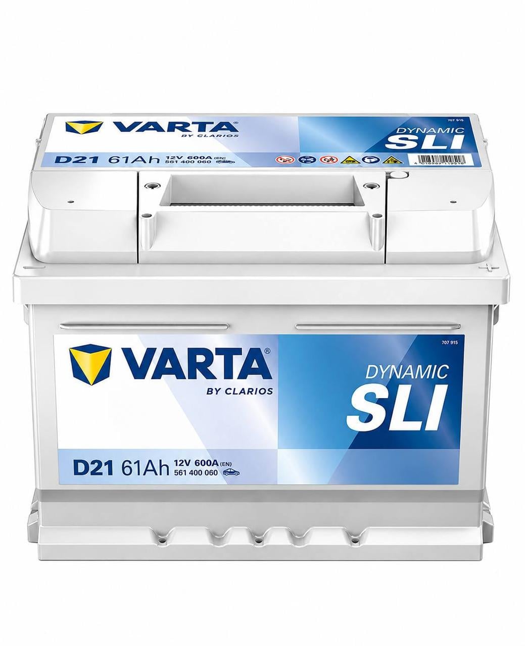 Акумулятор автомобільний Varta D21 61 Ah 600A R+ 12V низькобазовий (3144380477)