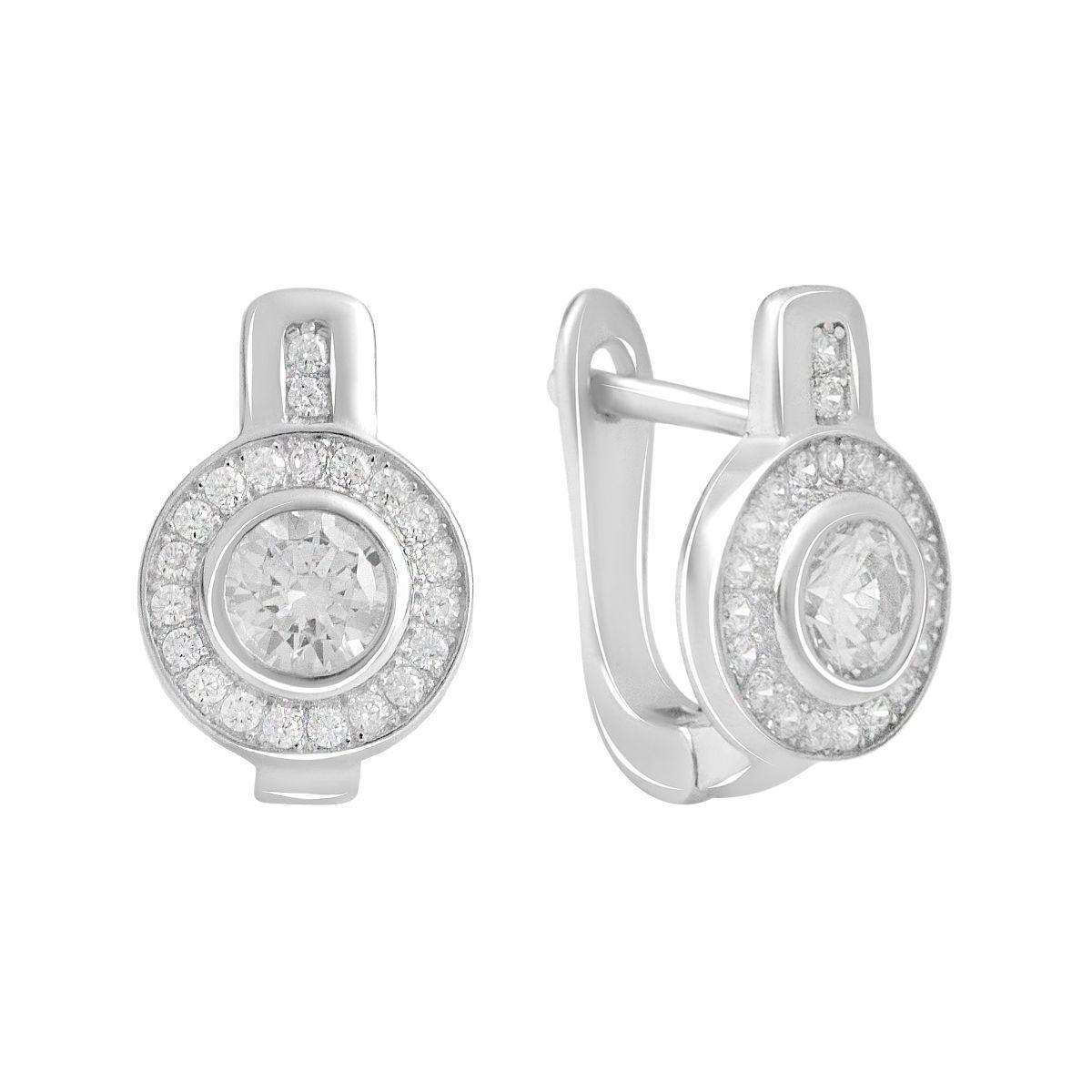 Серьги серебряные с фианитами (2138846)