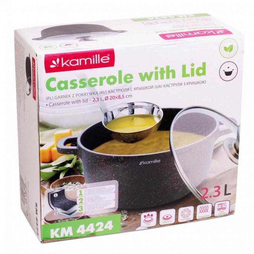 Кастрюля с крышкой Kamille алюминиевая литая с антипригарным покрытием 2,3 л 20х8,5 см Granite (4424) - фото 3 Кастрюля с крышкой Kamille алюминиевая литая с антипригарным покрытием 2,3 л 20х8,5 см Granite (4424) - фото 3