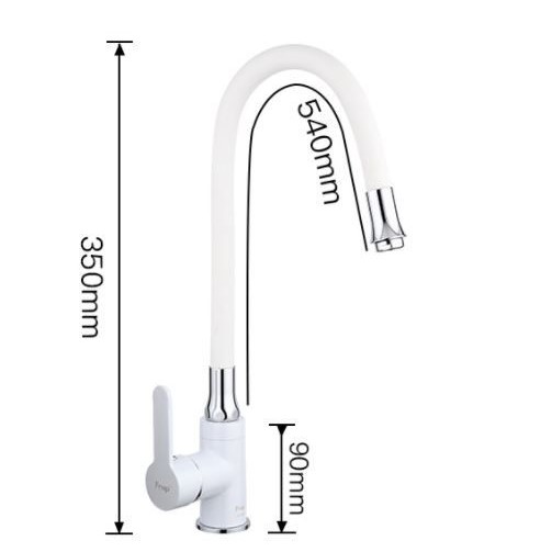 Смеситель для кухни с гибким изливом Frap F4041 Белый - фото 4