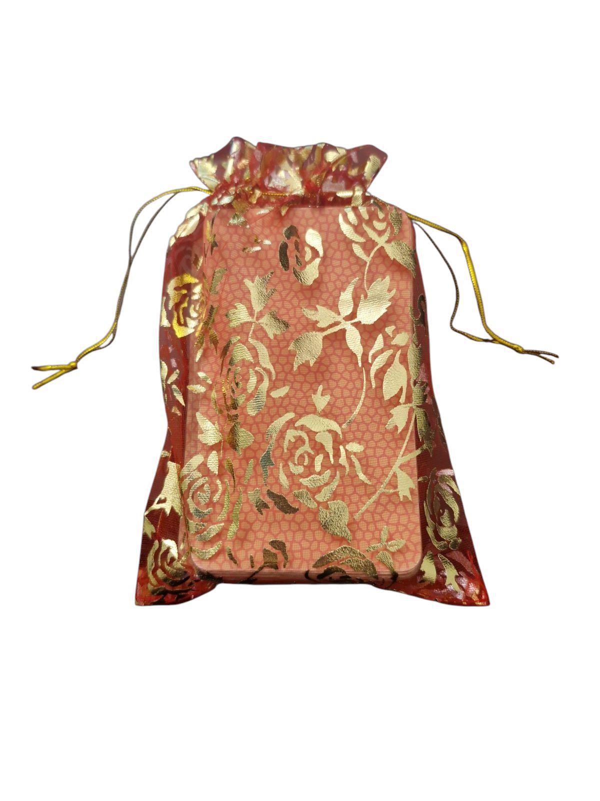 Мешочек из органзы для карт таро с розами 17,5х12,5 см Красный - фото 1 Мешочек из органзы для карт таро с розами 17,5х12,5 см Красный - фото 1