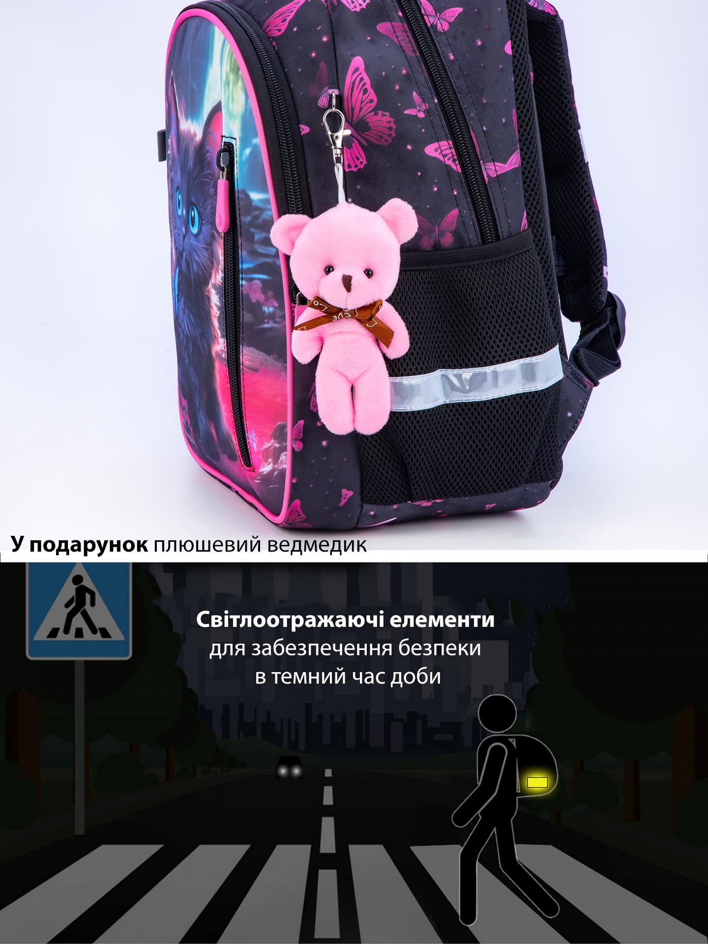 Рюкзак в 1 клас для дівчинки School Standard Котик з ортопедичною спинкою 38х28х16 см (160-3) - фото 8 Рюкзак в 1 клас для дівчинки School Standard Котик з ортопедичною спинкою 38х28х16 см (160-3) - фото 8