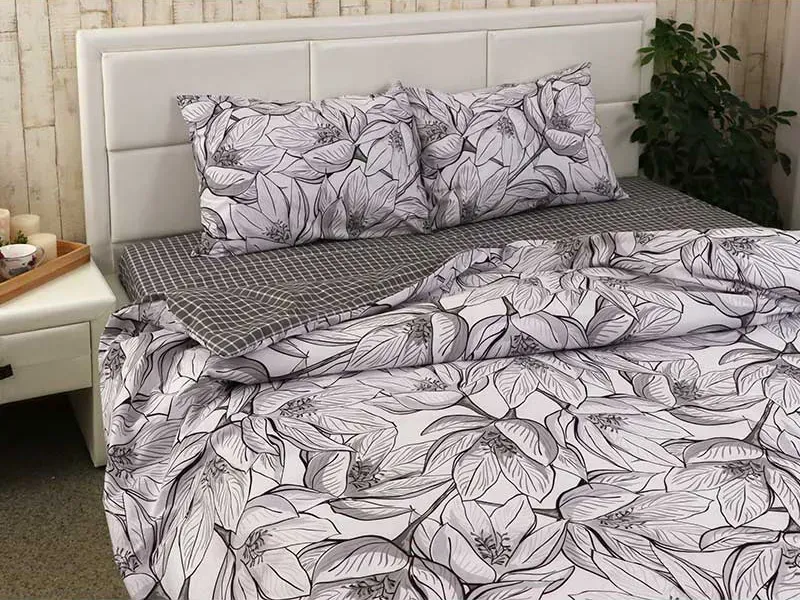 Комплект постельного белья Цветки и клеточка бязь полуторный 150х220 см (G-1903-1/WP/1.5) - фото 6