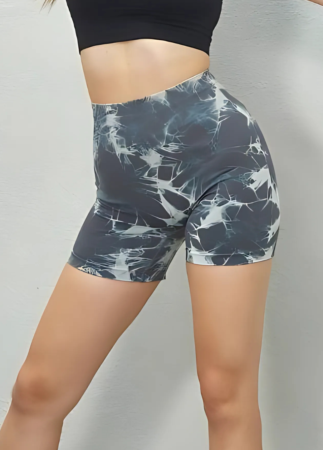 Велосипедки укороченые мраморные с Push Up эффектом для тренировок L Серый с белым (70171/L)