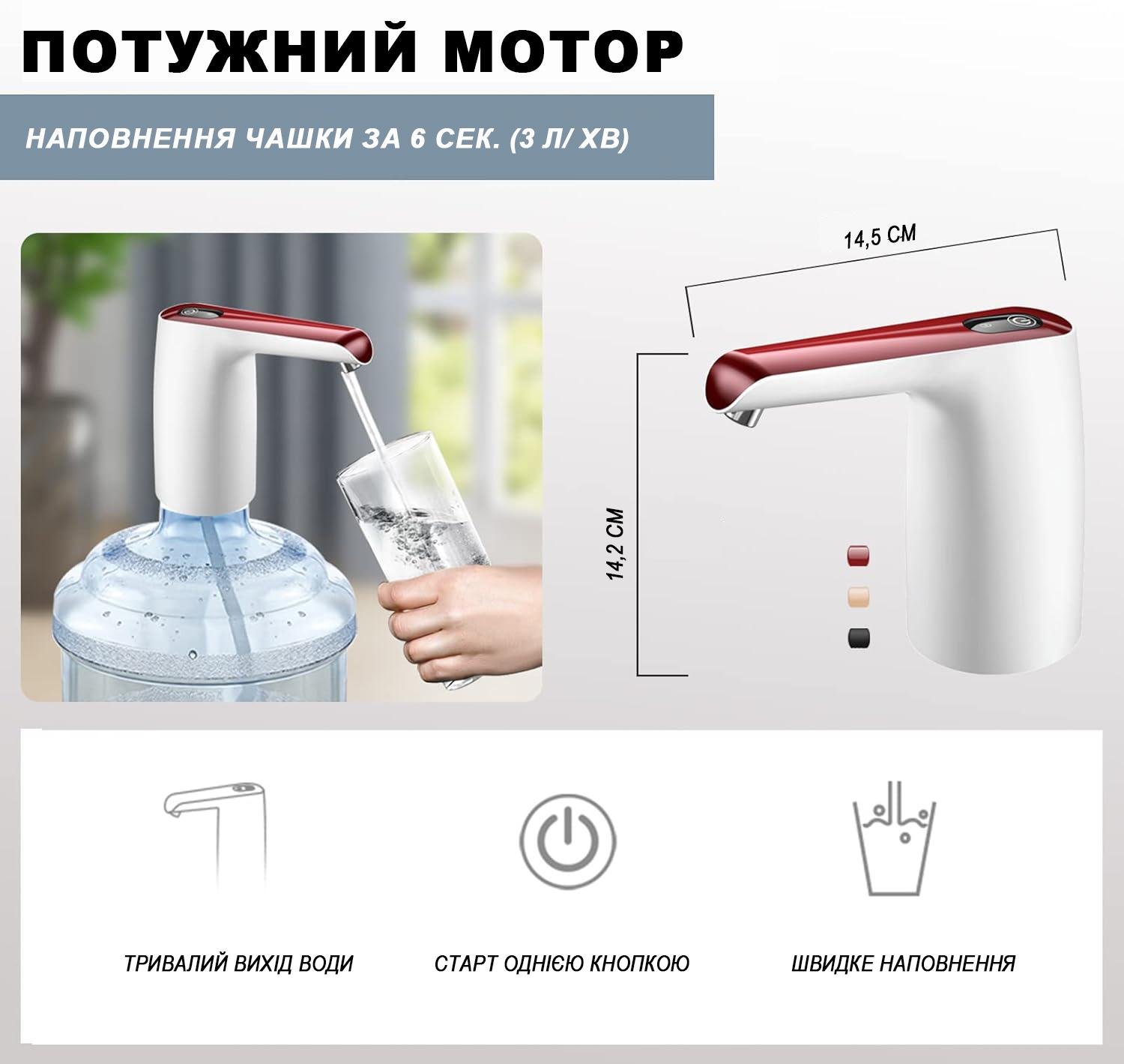 Помпа для воды электрическая Красно-белый - фото 5