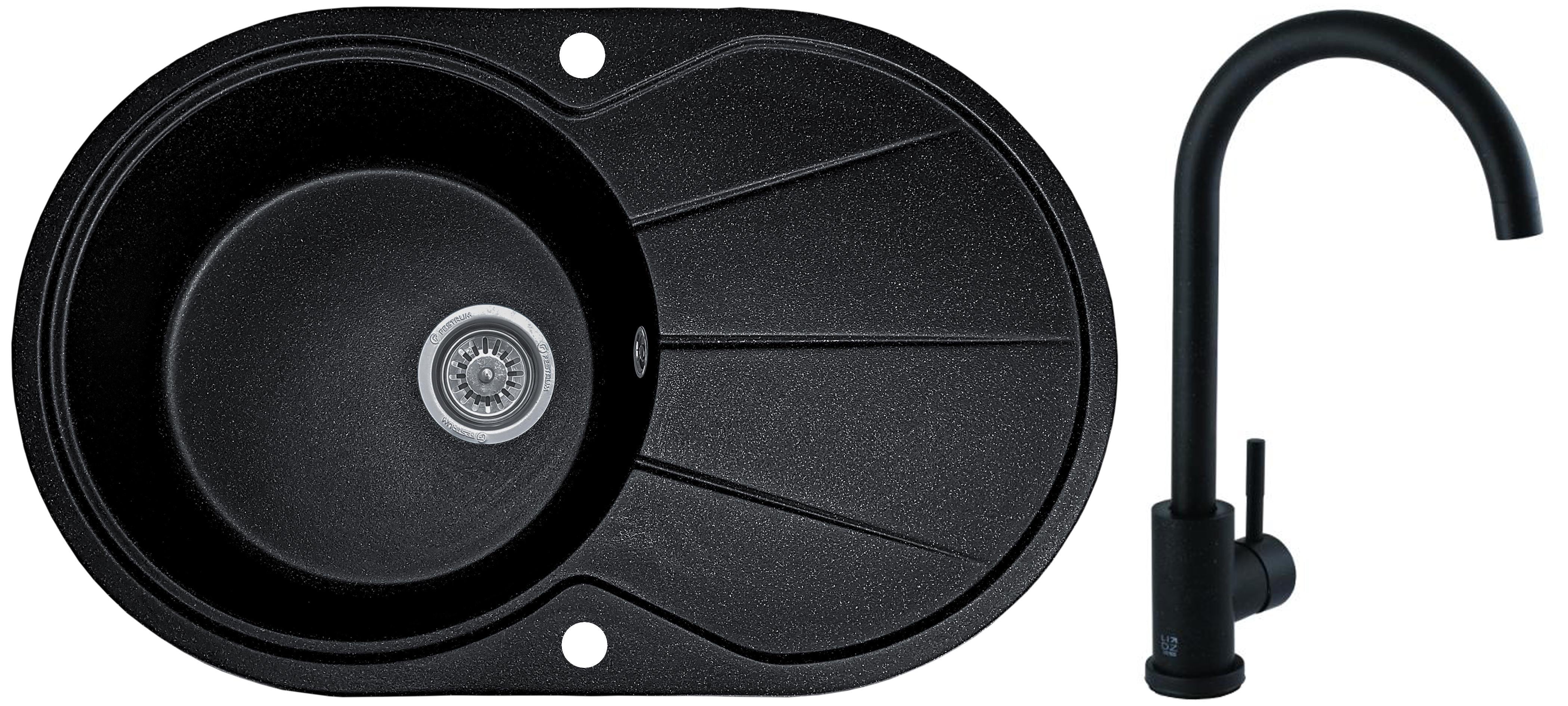 Мийка кухонна Valetti 18D зі змішувачем 775x495 мм Чорний