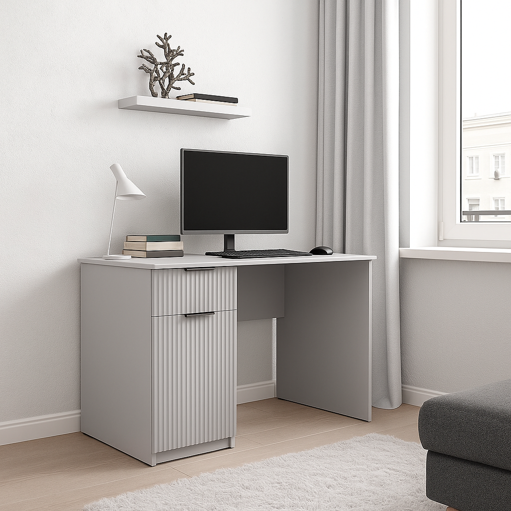 Стол письменный СП3 1Я1Д SENAM 750х1100х500 мм корпус ДСП Серая мышка фасад МДФ краска RAL7004 Серый фрезеровка Плаше Грос - фото 1 Стол письменный СП3 1Я1Д SENAM 750х1100х500 мм корпус ДСП Серая мышка фасад МДФ краска RAL7004 Серый фрезеровка Плаше Грос - фото 1