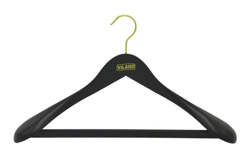 Вешалка для тяжелой одежды Viland с резиновой лентой на перекладине 43х6,5 см Черный (FS24600/B)