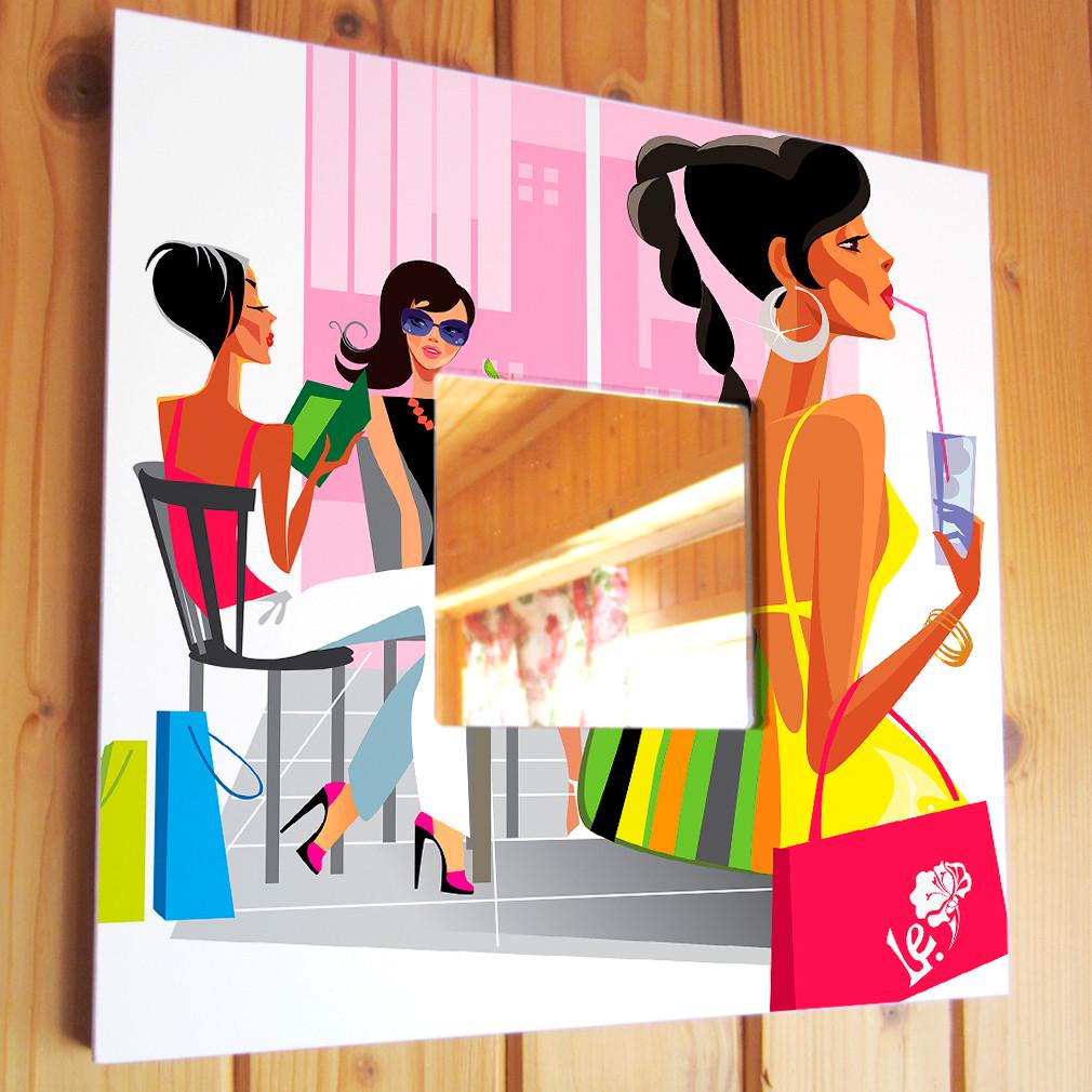 Зеркало декоративное с арт рисунком Модница 260х260 мм (M03813)