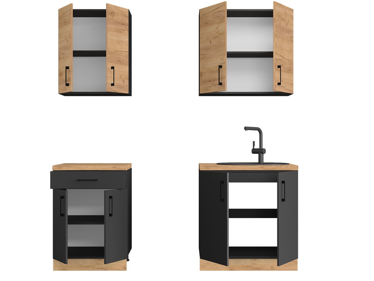 Комплект кухни К-2 Эверест Оптима со столешницей 1,9 м Крафт золотой/Антрацит (ЕК-25007) - фото 2