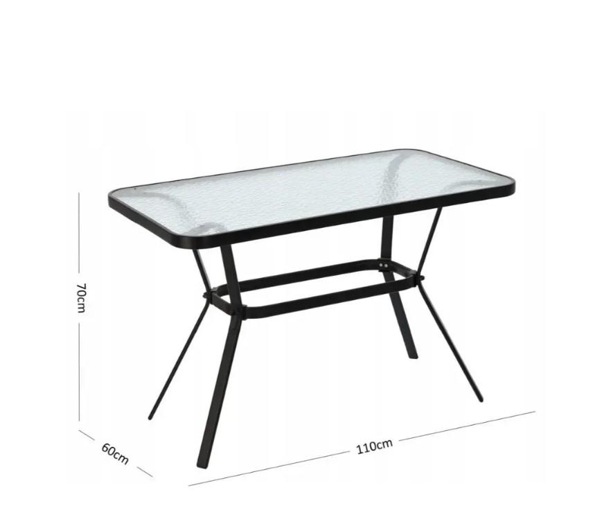 Стіл садовий Garden Line скляний чорні ніжки 110x60 см - фото 4