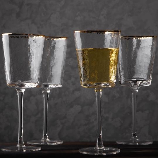 Набор бокалов с золотой каемочкой Треугольник 350 мл 4 шт. (031131)