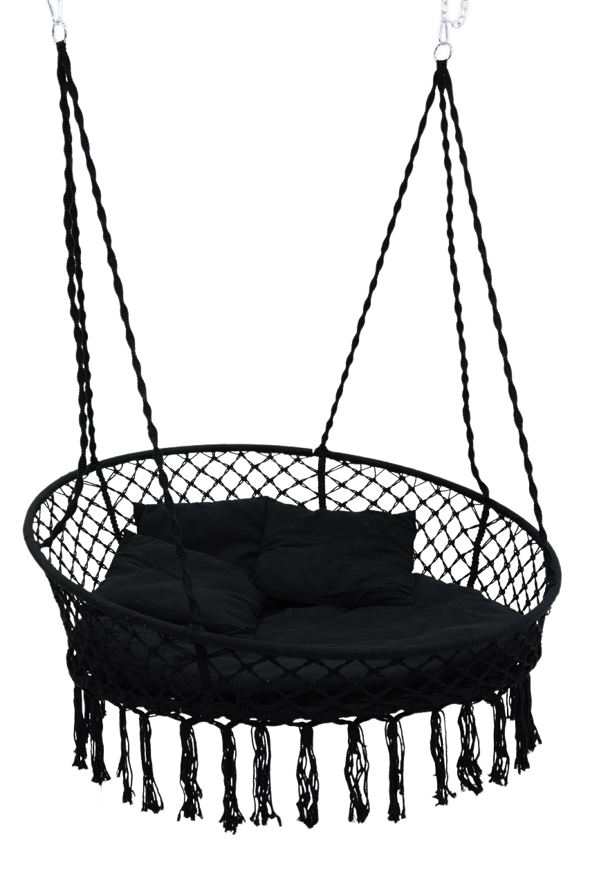 Гойдалка кругла підвісна з подушкою WCG 140 см Чорний (QNSW11BL1) - фото 4