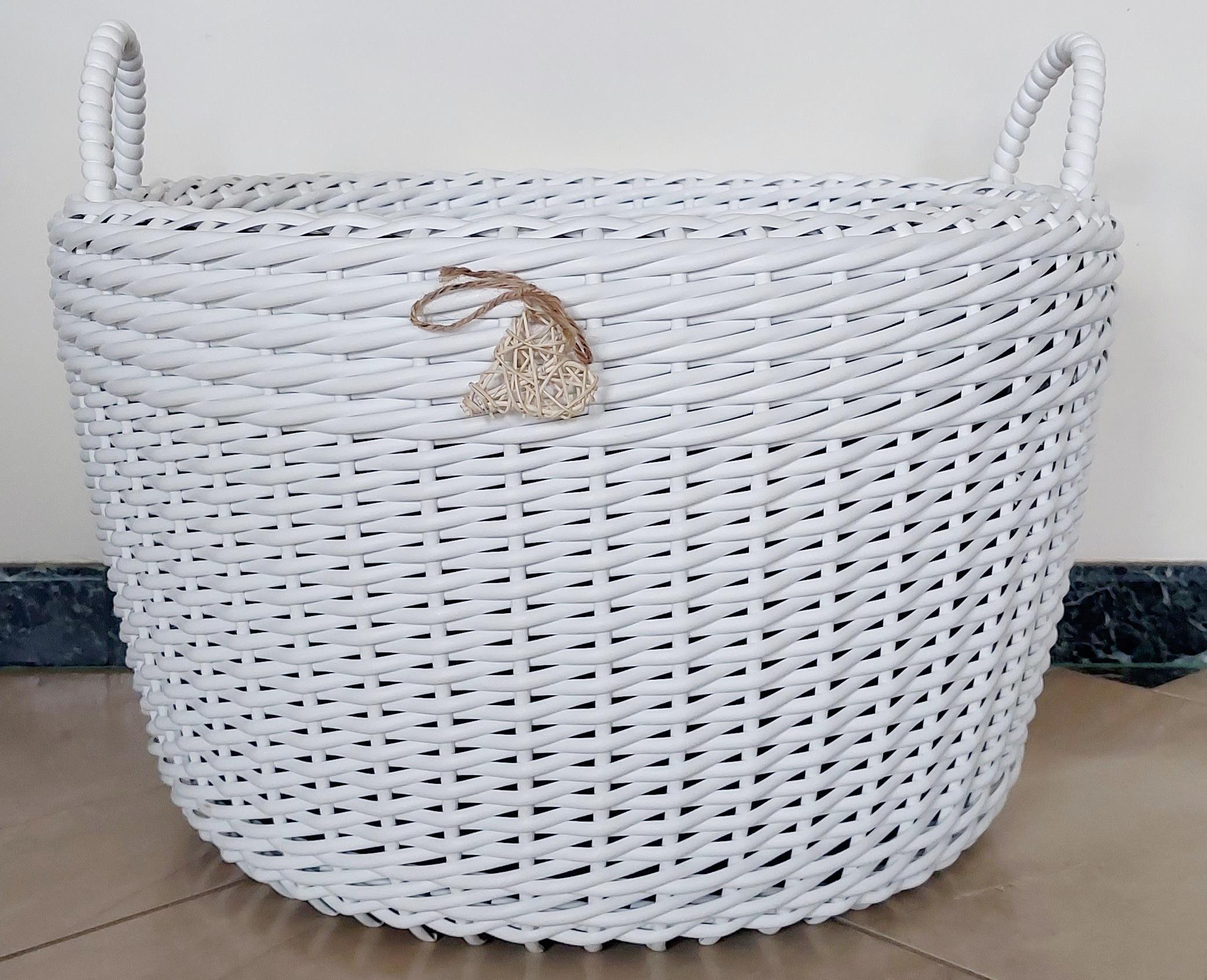 Дровница-корзина с ручками из искусственного ротанга ручной работы 65 л Белый (34001) - фото 2 Дровница-корзина с ручками из искусственного ротанга ручной работы 65 л Белый (34001) - фото 2