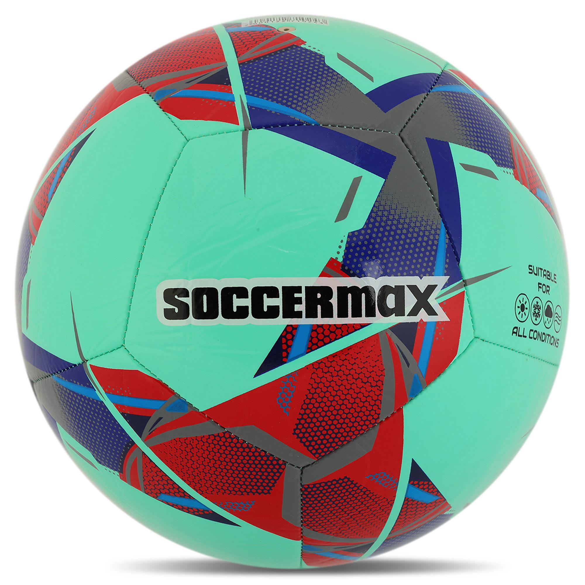 Мяч футбольный SOCCERMAX FB-4137 Гриппи сшит вручную PU №5 4 слоя (FB-4137_Бирюзовый)