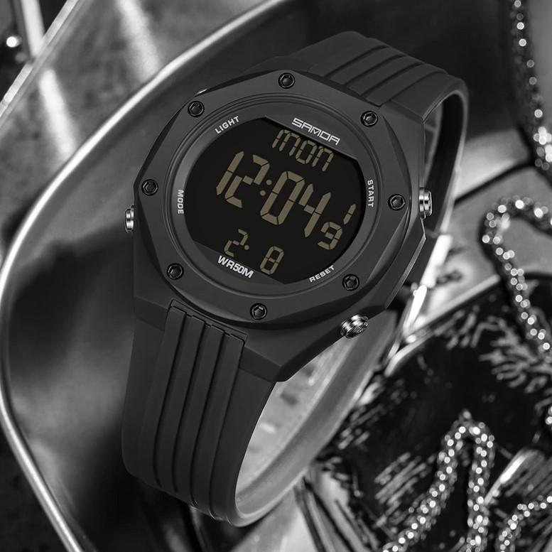 Часы наручные электронные Sanda Timer с подсветкой и таймером Черный (6093) - фото 5 Часы наручные электронные Sanda Timer с подсветкой и таймером Черный (6093) - фото 5