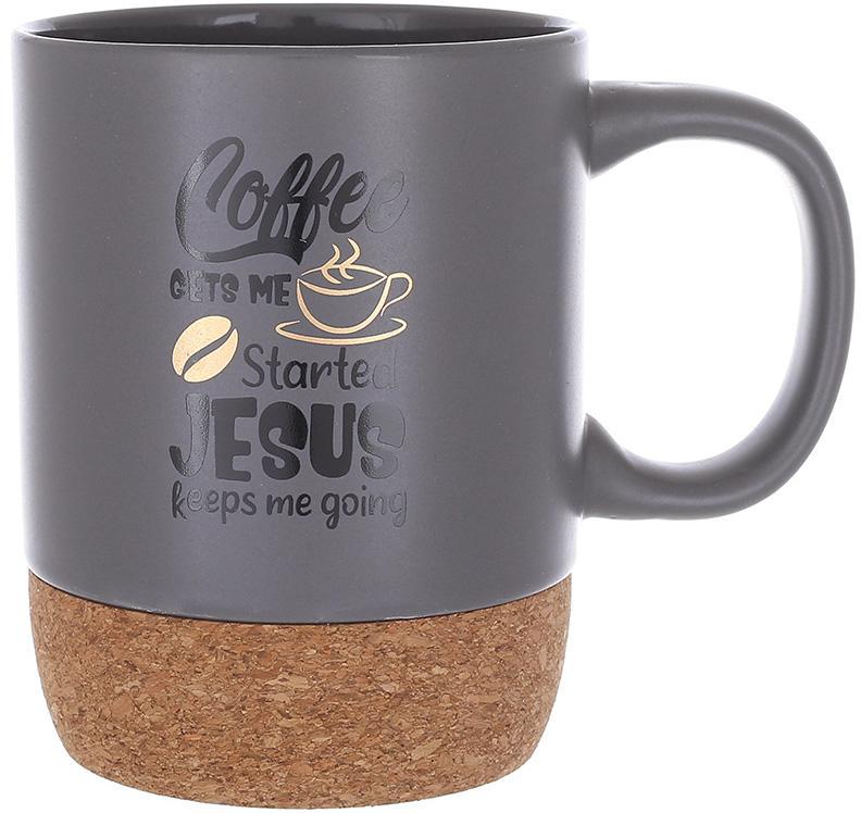 Чашка керамическая Coffee Time с пробковым основанием 400 мл Серый