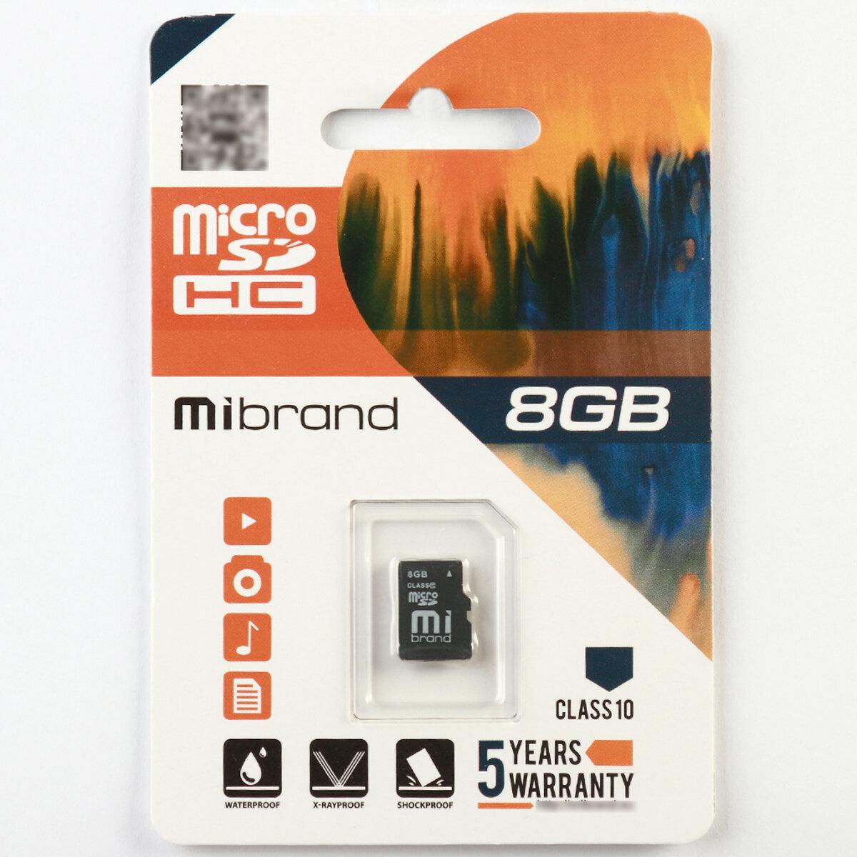 Карта памяти Mibrand microSDHC 8 Гб Class 10 (MICDHC10/8GB)