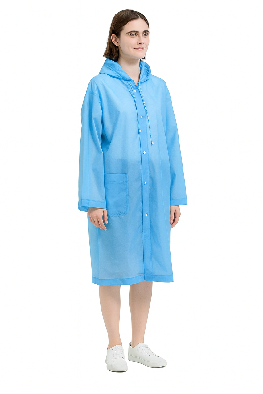 Дощовик з капюшоном EVA Raincoat на кнопках Блакитний (1801429)