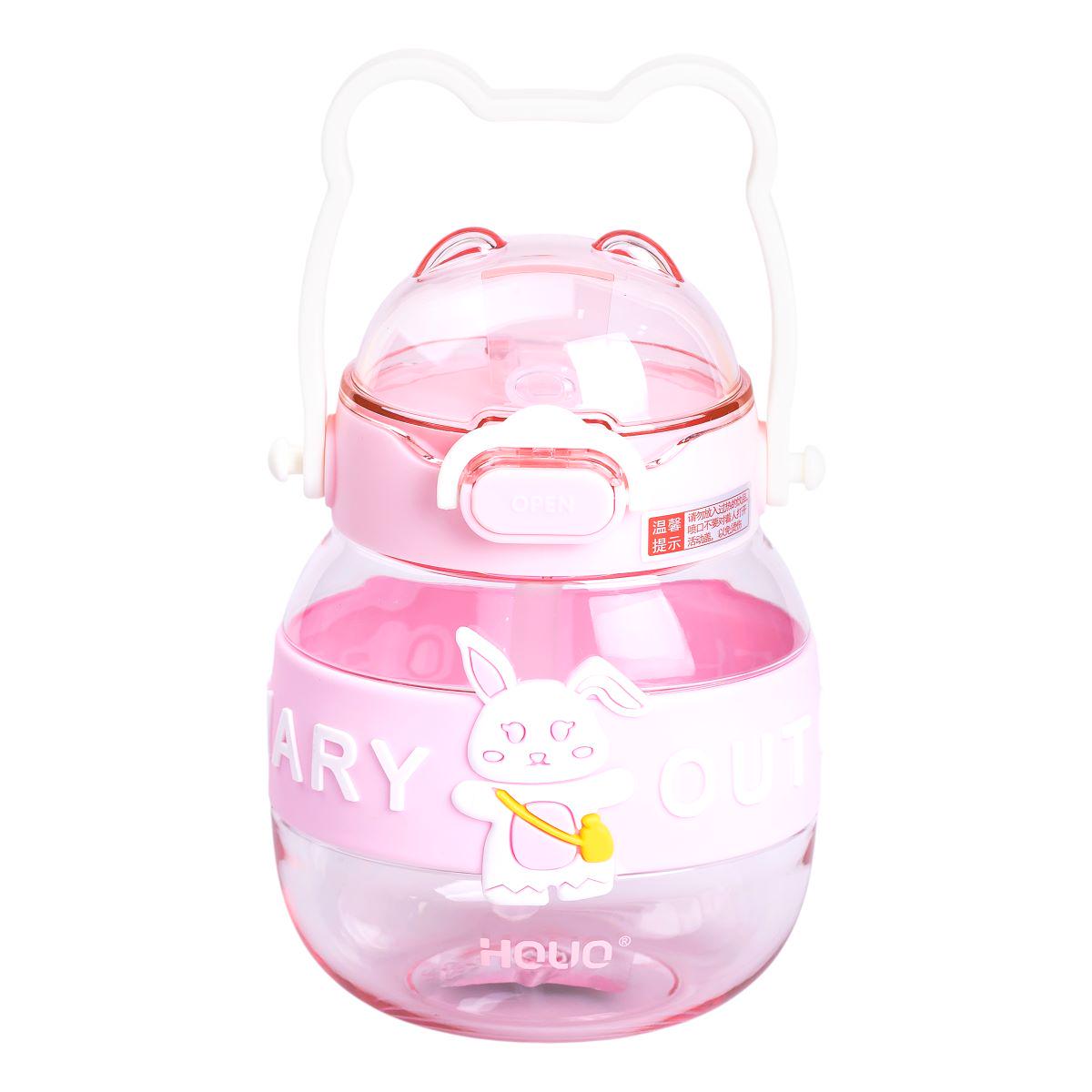 Пляшка для води дитяча з трубочкою з ручкою та ремінцем 580 мл Рожевий (6754) - фото 3 Пляшка для води дитяча з трубочкою з ручкою та ремінцем 580 мл Рожевий (6754) - фото 3