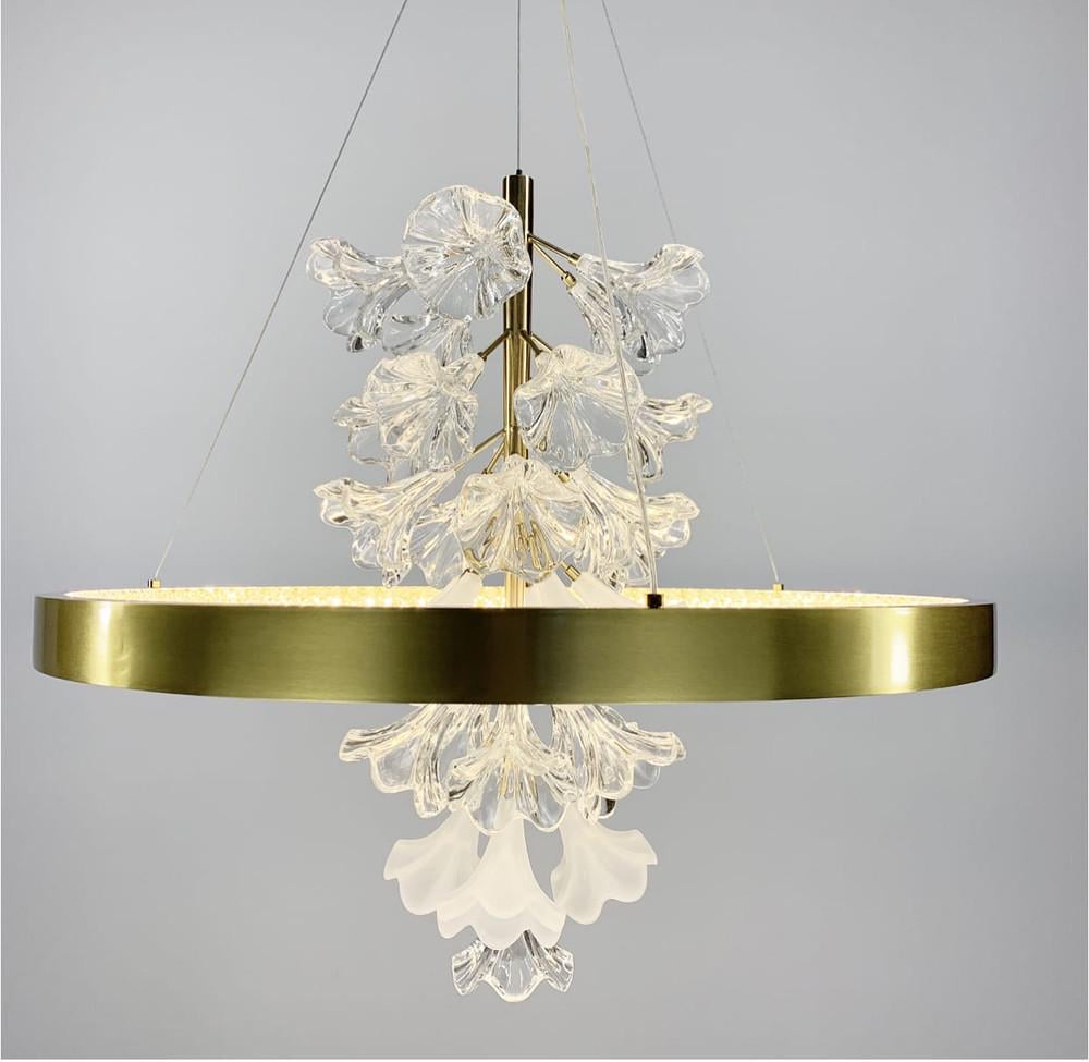 Люстра світлодіодна із ніжними квітами Ø 40 см Латунь (D 9001) - фото 9