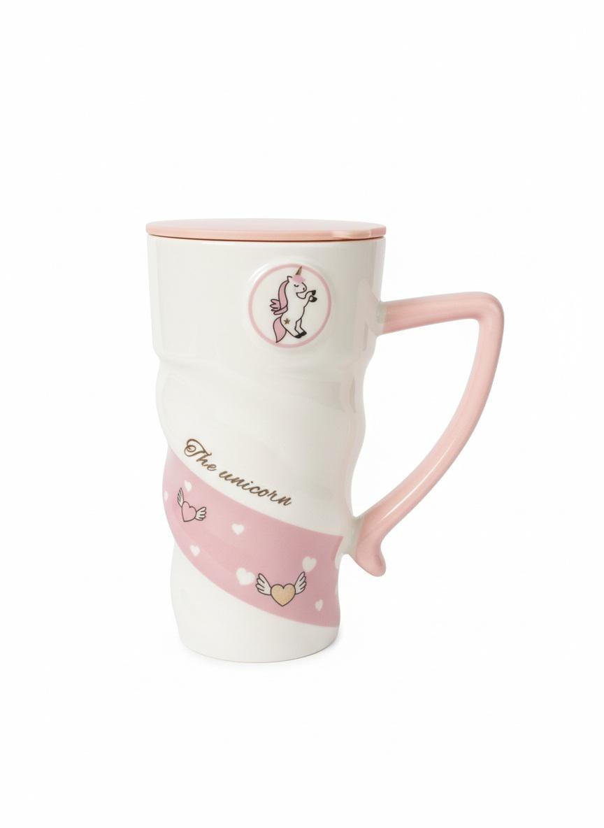 Чашка Unicorn Радуга с крышкой и ложкой 400 мл Белый (574-2)