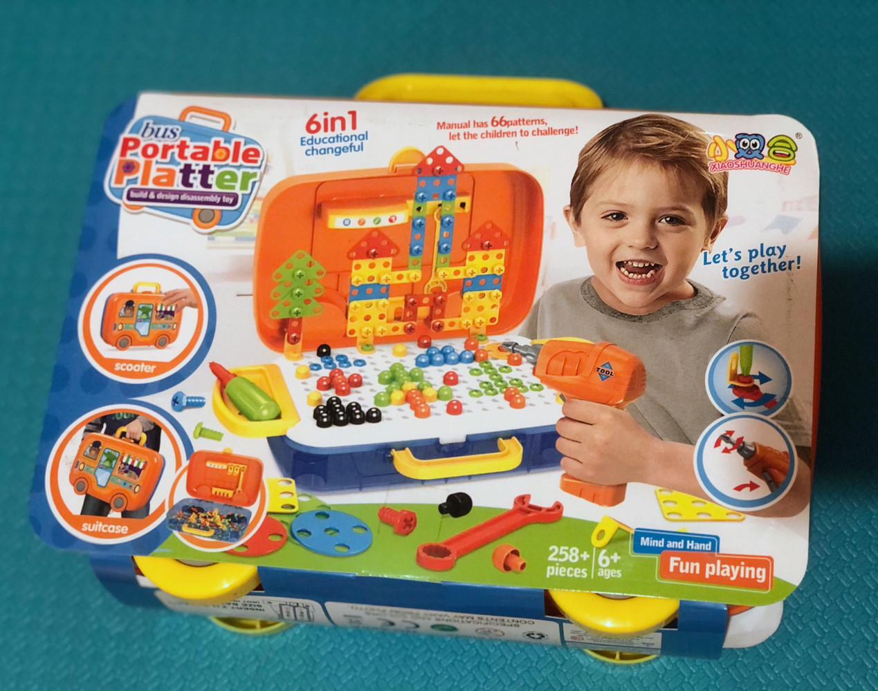 Конструктор-мозаїка Portable Platter 6в1 розвиваючий з дрилем 258 деталей (54472) - фото 6 Конструктор-мозаїка Portable Platter 6в1 розвиваючий з дрилем 258 деталей (54472) - фото 6