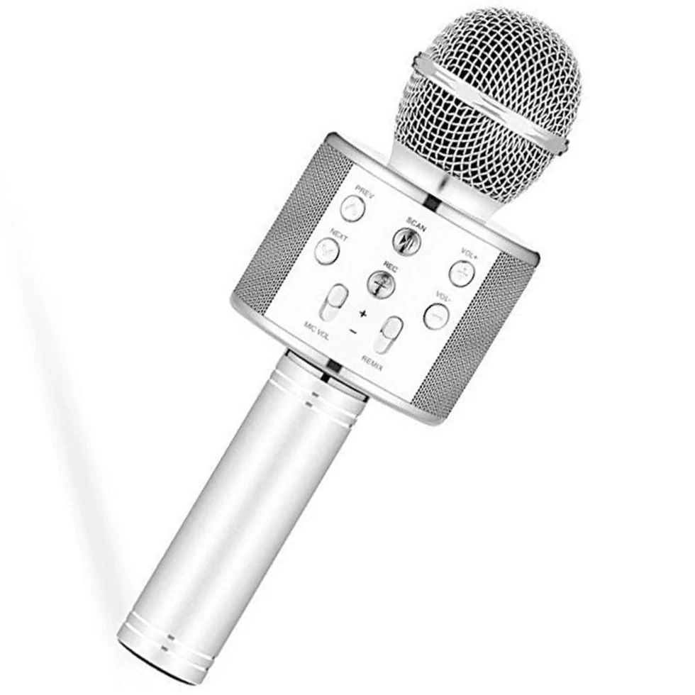 Мікрофон караоке дитячий Bluetooth С 48340 бездротовий Срібний (1865619681)
