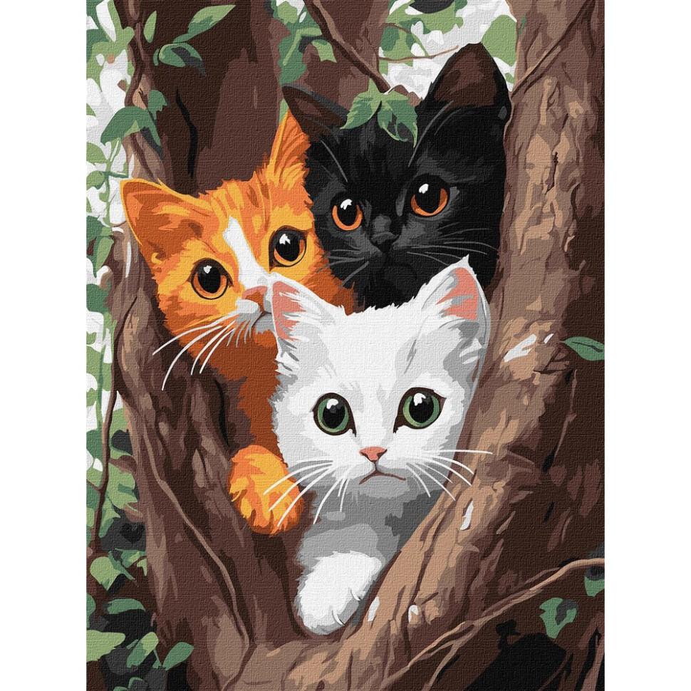 Картина по номерам Ideyka Котики на дереве 30x40 см (KHO6736)
