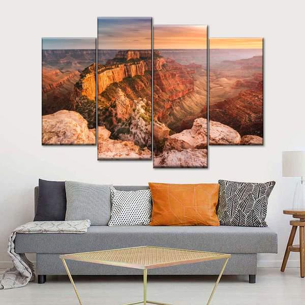 Модульная картина KIL Art Горный обрыв на закате из четырех частей 129x90 см (M4_L_160)