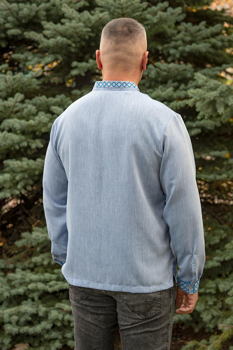 Вышиванка мужская натуральный лен XL Голубой (2379706426) - фото 2