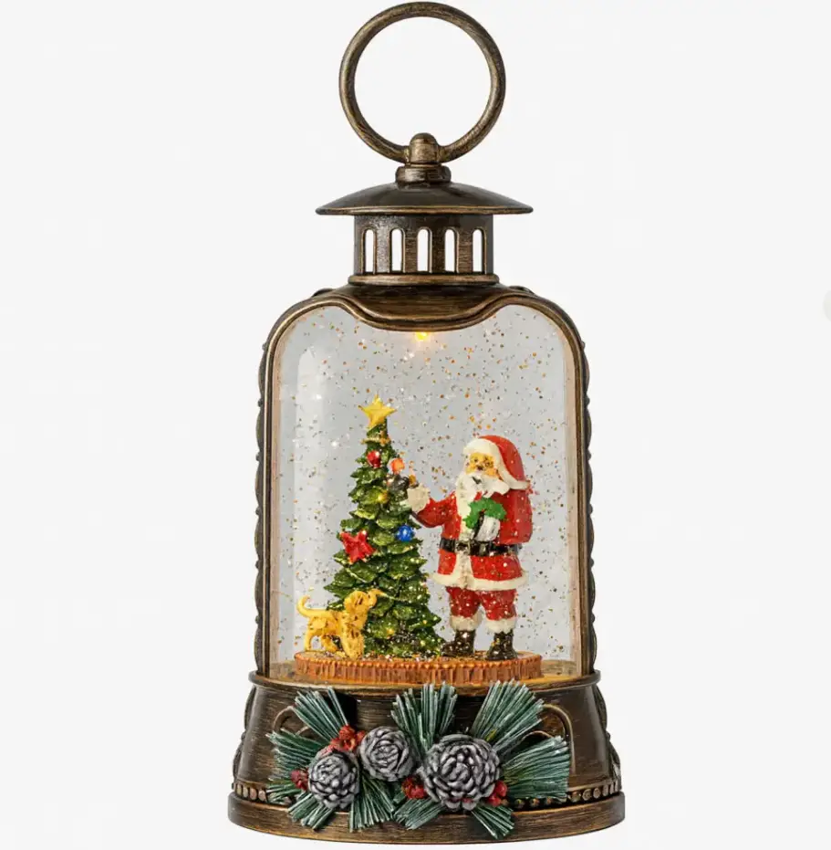 Ночник новогодний XMAS Санта и Елка LED-подсветка/эффект снегопада 20,5 см (MX-00009629)