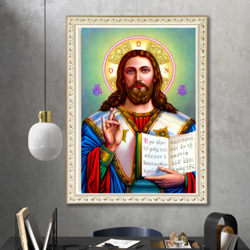 Картина алмазна вишивка Monkey family Ікона Господь Вседержитель (карт-000143)