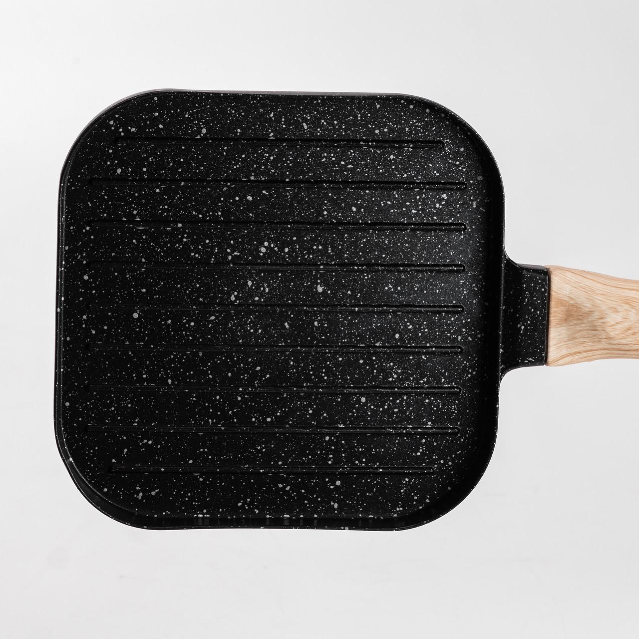 Сковорода-гриль квадратная рифленая с гранитным покрытием 18x18 см Черный (4835)