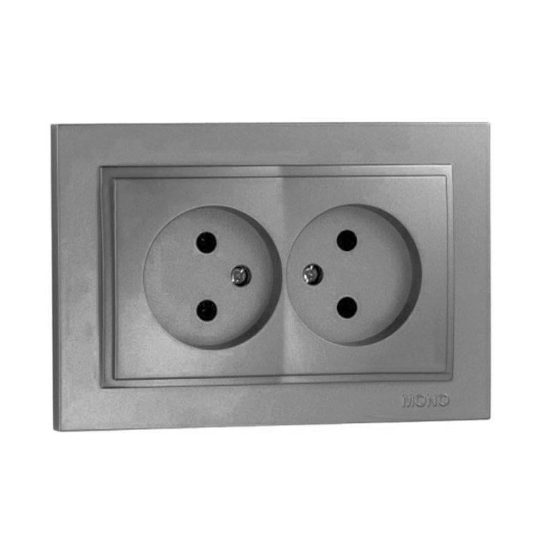 Розетка двухместная без заземления Mono Electric DESPINA Антрацит (16169)