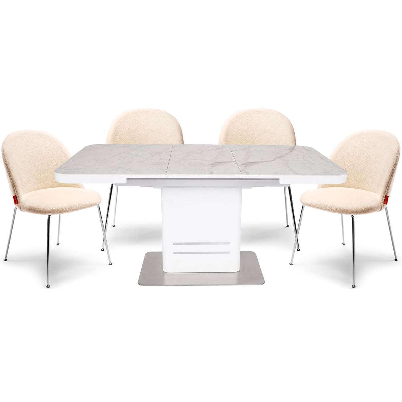 Стол и 4 стула CESARIO/DINO 120 см White pearl (13581_12995)