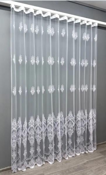 Тюль из фатина с вышивкой и люрексом Холодный белый (1571т) - фото 4 Тюль из фатина с вышивкой и люрексом Холодный белый (1571т) - фото 4