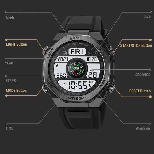 Годинник наручний чоловічий Skmei 2209BKWT Compass Black (25a95656) - фото 2