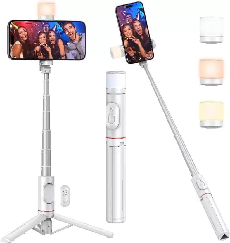 Селфи-монопод Q12S Selfie Stick Magic snapshot с подсветкой и Bluetooth кнопкой Белый - фото 11