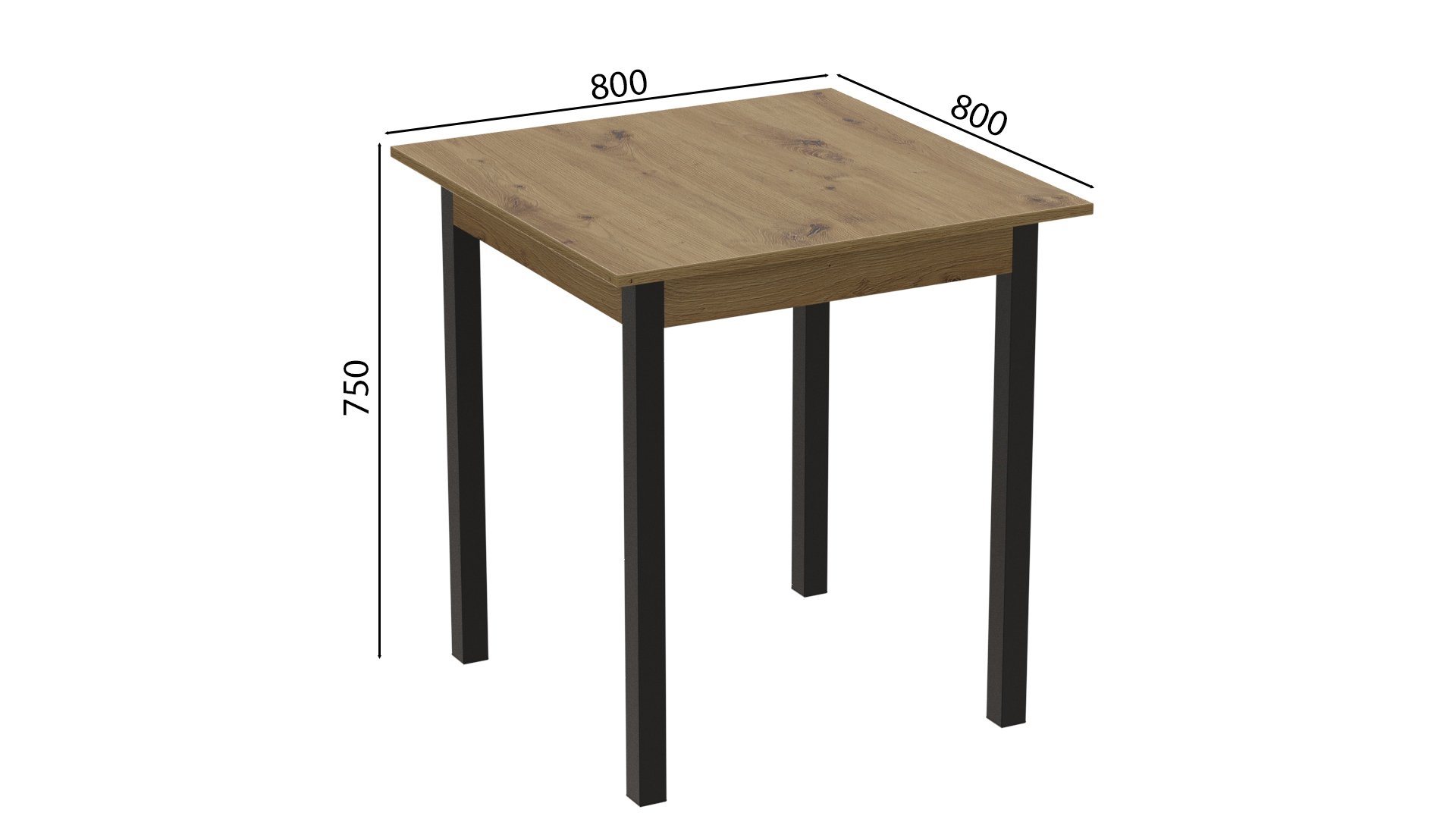 Стол кухонный Ferrum-decor Диего ДСП 16 мм 75x80x80 см Черный/Дуб Артизан (DIE0006) - фото 2 Стол кухонный Ferrum-decor Диего ДСП 16 мм 75x80x80 см Черный/Дуб Артизан (DIE0006) - фото 2